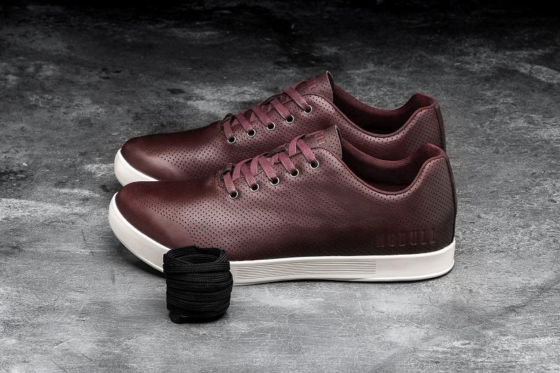 Women's Nobull Leather Trainers Burgundy | SG R2970V